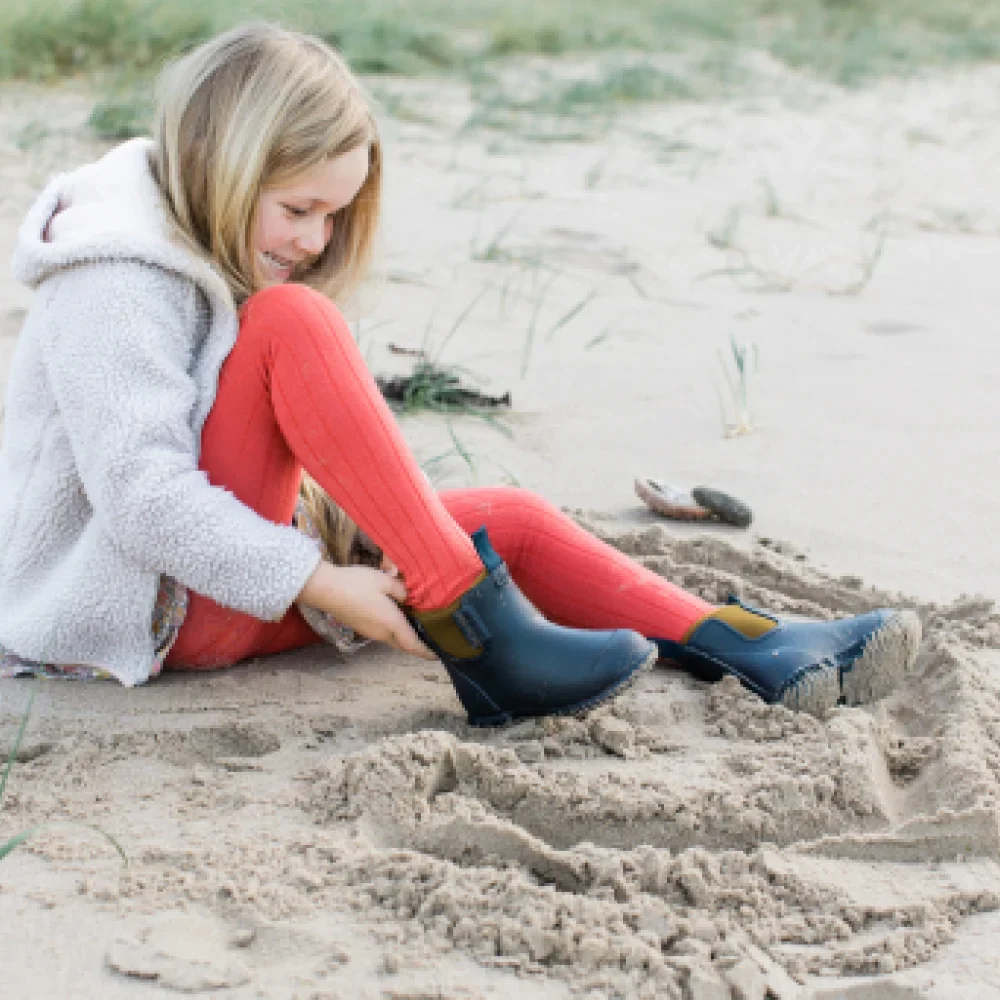 Bobbi Kids Rain Boot // Oxford Blue & Tan - Image 5