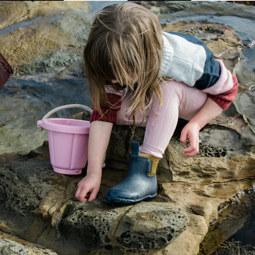 Bobbi Kids Rain Boot // Oxford Blue & Tan - Image 6