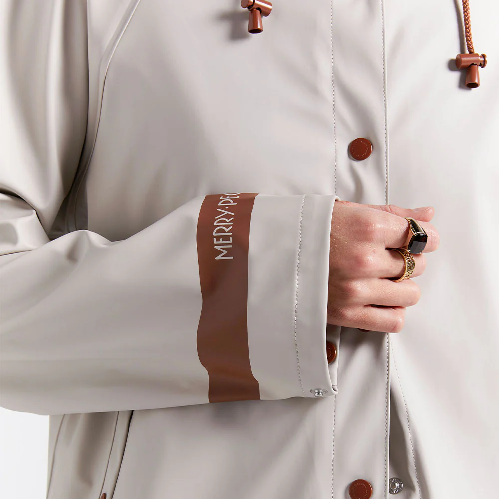Merry People X Karen Walker Rain Jacket // Ecru & Chestnut [Retired] - Image 5