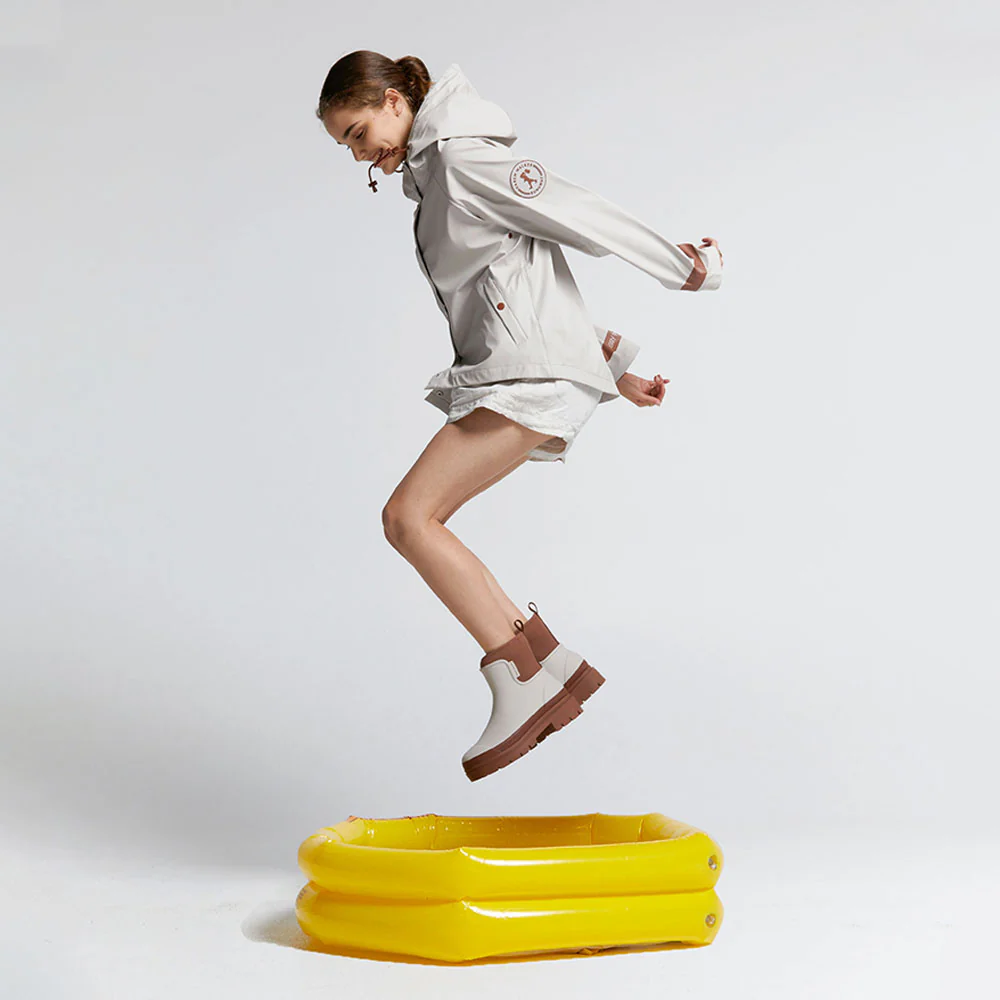 Merry People X Karen Walker Rain Jacket // Ecru & Chestnut [Retired] - Image 6